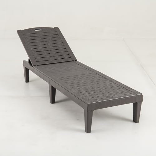 COSTWAY Sonnenliege Kunststoff 2er Set, wetterfeste Gartenliege mit Verstellbarer Rückenlehne, Balkonliege, Terrassenliege, Liegestuhl bis 160 kg belastbar für Garten, Terrasse (Braun)