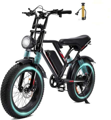 Kalorace Bicicleta Eléctrica para Adultos, Autonomía Máxima de 50-80 km, Bicicleta Eléctrica con Neumáticos Gruesos de 20, Batería extraíble de 48V y 17.5Ah