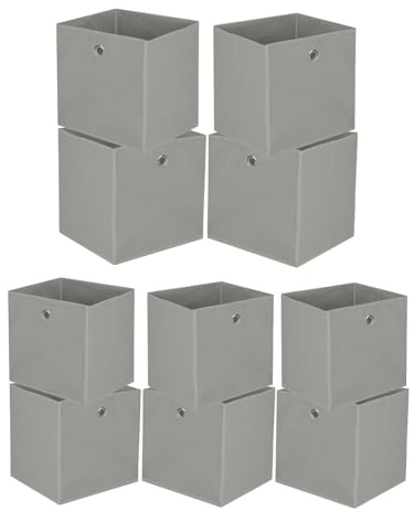 Generisch 10er Faltboxen 32x32x32 cm – Aufbewahrungsboxen aus Stoff mit Griffloch – Faltbare Würfelboxen für Kallax Regal, Raumteiler, Kinderzimmer & Büro (Lichtgrau)