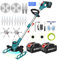 Decespugliatore a Batteria 21V, Tagliaerba a Batteria 5 in 1 Tagliabordi a Batteria con 2 Spazzola per Erbacce e 5 Tipi di Lame Decespugliatore Elettrico, Tagliabordi Elettrico, Girevole 90°, Blue