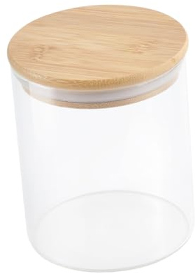 DECOMELODY Barattolo Di Vetro Con Coperchio in Legno Di Barattolo Sigillato Per Alimenti Secchi Contenitore Per Tè in Chicchi Di Caffè