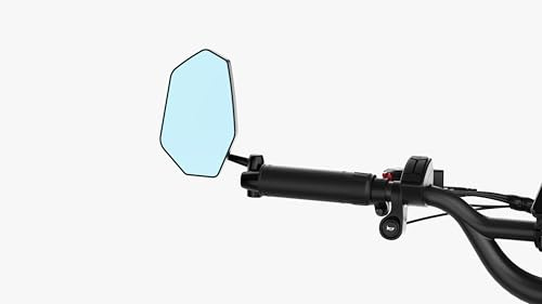 MOONCOOL Left Bike Bar-End Mirror, Blue HD Anti-Glare Convex Lens, 360 Degree Adjustable, Aluminum Alloy Bracket & Nylon PA, Fits 0.63-0.83 in Flat Handlebars for Tricycles/Hybrid/Cruiser/MTB