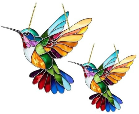 BIVYAX 2 Atrapasoles Decoración Ventana con Motivo de Colibrí, Atrapaluz de Acrílico para Jardín y Hogar, atrapa luz Prisma Moderno Colgante, Decoración de Verano para Colgar