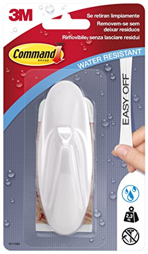 Command Gancho de Diseño para Baño Grande – 1 Gancho y 2 Tiras Adhesivas Grandes – Resistentes al Agua, Sin Agujeros, Sin Taladro, No Dañan las Paredes, Hasta 2,2 kg