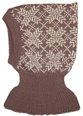100% Merino lana pasamontañas hecho punto invierno otoño sombrero bufanda bebé niños, Marrón y blanco natural., M
