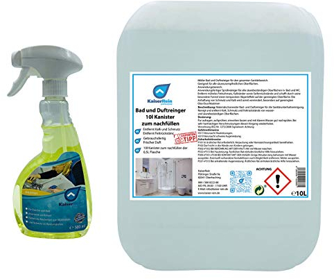 KaiserRein Badreiniger & Duft-Reiniger Kalkreiniger 10 L Kanister Nachfüllkanister Sanitärreiniger Kanister + Spray-Flasche