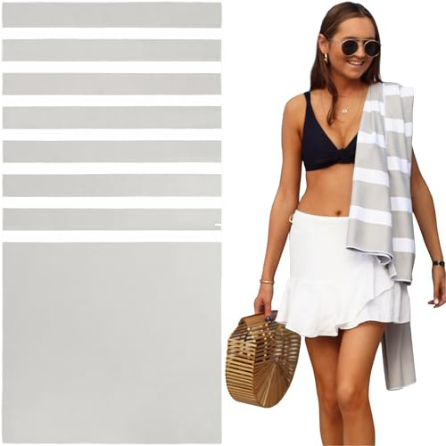 SummerSand Toalla de Playa Grande de Microfibra - De Secado Rápido y Sin Arena - Ideal como Toalla de Baño, Toalla de Viaje y Toalla de Sauna - Bolsa de Viaje Incluida – (160x80cm – Gris)