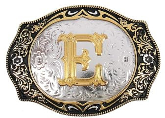 HUABOLA CALYN Western Belt Buckle Initial Letters ABCDMRJ to Z Cowboy Rodeo Small Gold Belt Buckles for Men Women (E)