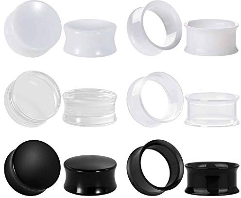 TBOSEN 6 par akryl öronmätare hörselformade öronproppar stretchkit dubbla utsvängda tunnlar sanddelexpanderare set 6 mm – 25 mm, 5/8(16mm), Rostfritt stål, akryl