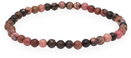 Lebensquelle Plus Mini Bracelet en Perles | 4-5 mm | Bracelet en Pierres Précieuses de Haute Qualité | 19 cm Flexible (Rhodonite)