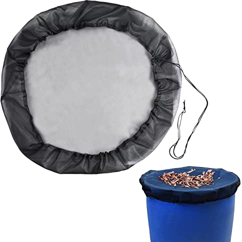 Orenge 1 Stück Regentonnen Netz mit Zugkordel Hochwertige Wetterbeständiger Mückenschutz Regentonne Abdeckung Schutznetz Regentonne Verstellbares Regentonnennetz, 97 cm Durchmesser