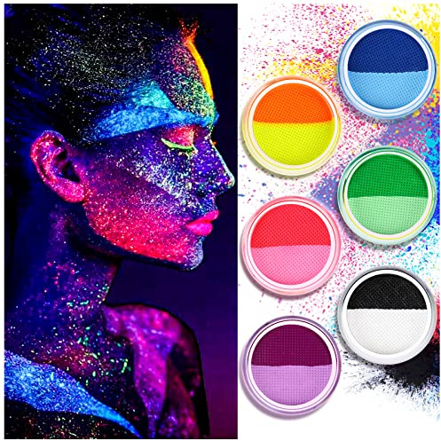 Delineador de ojos activado por agua de 12 colores, pintura de pastel de neón con brillo UV, pintura de maquillaje de cara corporal, disfraz de Halloween y pintura de arte de maquillaje de Club (02)