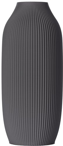 Blumenvase/Dekovase Stella M 22,5 cm Dunkelgrau für Schnitt-/ Trockenblumen | nachhaltig | wasserdicht | Pampasgras