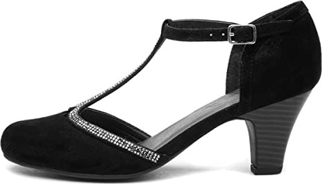 Lilley Vivien Womens Black T-Bar Court Shoe - Size 3 UK - Black