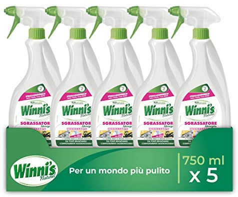 Winni's - Sgrassatore Spray Universale Multisuperficie Ipoallergenico, Azione Sgrassante e Pretrattante Contro le Macchie, Fragranza Marsiglia, Materie Prime di Origine Vegetale