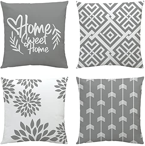 NIULAA Kissenbezug 50x50 4er Set Grau Sofakissen Kissenhülle Couchkissen Modern Dekokissen Kissenbezüge Deko Kissen Bezug Wohnzimmer Zierkissen für Sofa Stuhl Bett Garten
