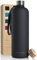 LARS NYSØM Trinkflasche 1 5l | Wasserflasche 1500ml | Ultraleichte Tritan Sport Flasche auslaufsicher, Kohlensäure geeignet - für Sport, Büro, Yoga | 2 Deckel inkludiert (Carbon Black, XL 1500ml)