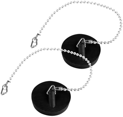 GLADFRESIT 2PCS Kitchen Sink Plugs Sealing Strong with Chain Sink Plug Rubber Stopper for Washbasins Laundry Sinks Bathtubs Bathroom Accessories（4cm）