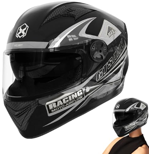 Kuxiptin Motorrad Integral Helm Rapid, Motorrad Helm Full Face Helme, Motorrad Helm Vollvisierhelm Moped Helm, Doppelvisier Motorrad Kopfbedeckung, Motorrad Kopfbedeckung Mit Doppelvisier