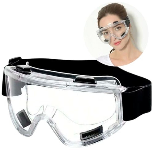 Naunna Gafas de Seguridad Transparentes Antisalpicaduras y Antipartículas - Protección Ocular de PVC y Lentes de Policarbonato - Resistencia a Impactos, Ligera, Antivaho, Unisex