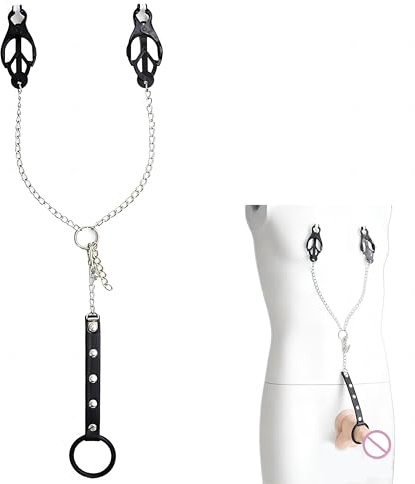 Penis Ring & Nipple Clamps Male Sex Toys, Silicone Cock Rings with Adjustable Nipple Clip Erection Sex Toy for Men Gay BDSM Bondage Restraints Sex Game for Adult Couples Sexual Pleasure