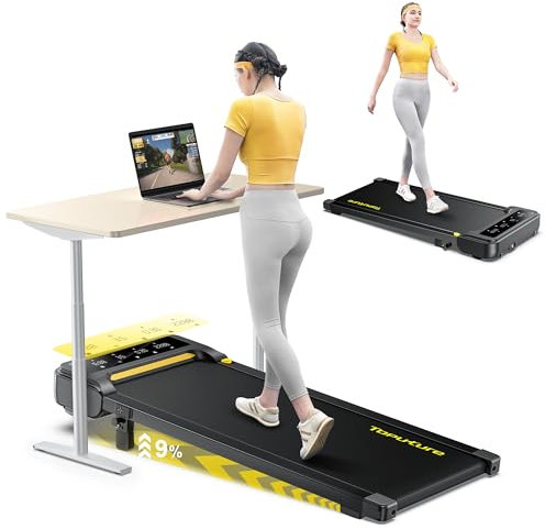 9% Inclinada Cinta de Correr Debajo Escritorio, 2.5HP Hogar Cinta de Correr eléctrica con Pantalla LED, Bluetooth App, Magnético Control Remoto, Walking Pad Compacta para casa y Oficina