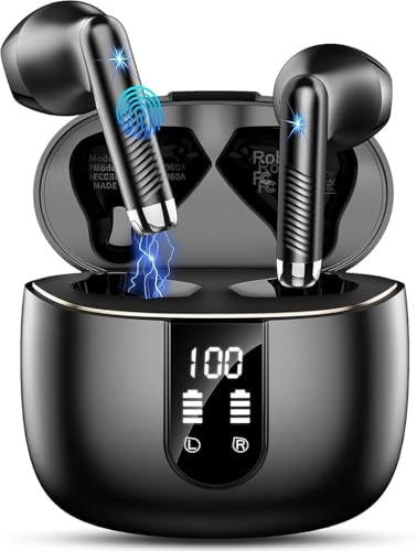 Cuffie Bluetooth 5.4, 2025 Nuovo Auricolari Bluetooth 56 Ore Stereo Cuffie Wireless In Ear con 4 ENC Mic, Cuffie Senza Fili Cancellazione Rumore Cuffiette Sport Earbuds IP7 Impermeabili Headphones