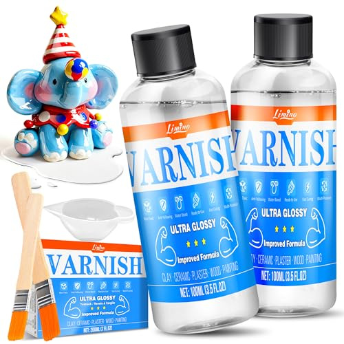 Air Dry Clay Glaze - 200ml Upgrade Formula Clay Varnish, Ultra Gloss Varnish Pottery Glaze, Clay Sealant to Prevent Scratches, Wear, Cracking - Quick Dry, Non-Toxic, Enhance Colour Vibrancy