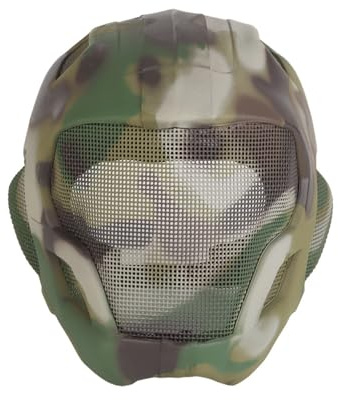 Camouflage, Casque Intégral Léger avec Coque EVA Et Maille en Acier Aérée pour Les Jeux Tactiques