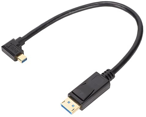 BONKZEBU 8K DisplayPort Till Mini DisplayPort Adapter High Definition 8K 60Hz 4K144Hz Mini Converter för Odyssey G7 Black (90 grader vänster böjd)