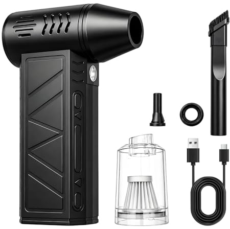 Ventilador eléctrico de Aire a presión 150.000 RPM de Alta Velocidad | Air Dust Blower Mini 2-en-1 con batería de 5200mAh 4 velocidades juego de limpieza para PC para teclado ordenador con luz LED