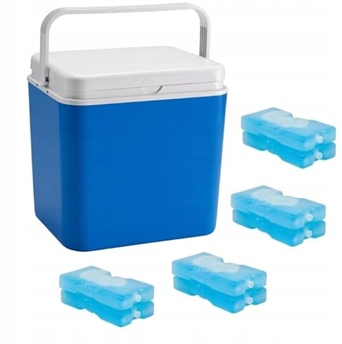 POTZ Borsa frigo blu portatile con coperchio rimovibile e manico, leggero e resistente, con 8 cartucce refrigeranti, ideale per picnic, campeggio, spiaggia, 30 l