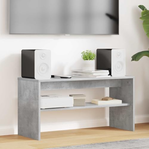 Boltkex TV-skåp, betong, grå av trämaterial, 80 x 30 x 40 cm, lågbord med 1 brädhylla, TV-skåp för vardagsrum, lagringsutrymme för mottagare och spelkonsol