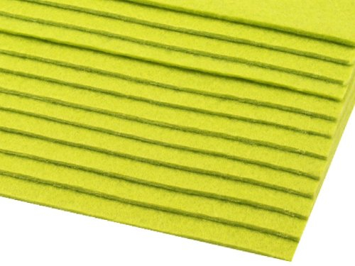 BUSDUGA Dekorativer Bastelfilz 20x30cm DIN A4-400g/qm - Stärke 2-3mm - 12 Bögen farbig Sortiert - 3 Mixe oder pur Farben wählbar (hellgrün)