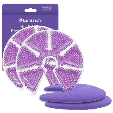 Lansinoh Breast Therapy Packs, Hot and Cold Breast-Pads with 2 Soft Covers, Postpartum Essentials for Nipple Pain Relief, Mastitis, Engorgement, Support for Breastfeeding, Pumping Aid, 2 Pack