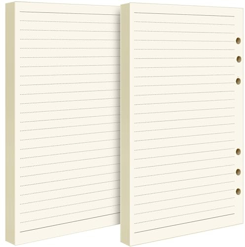 FANDAMEI 2 Packs A5 Refills Ruled Lined Paper - 90 Sheets for Diary, 8.3 x 5.6 Inch Loose-Leaf Refillable Planner Inserts, Lined Paper for Class Meeting Records