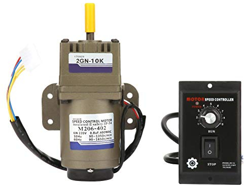 Hilitand AC 220V 6W Moteur à engrenages asynchrone monophasé Décélération du moteur à engrenages AC Vitesse réglable (10K) pour l'industrie de l'emballage Machine-outil Industrie Équipement de