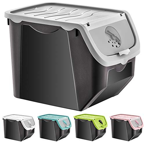 ORION GROUP Storage Container For Vegetables, Fruits, Onions, Potatoes, 12 L (Grey/Marble)