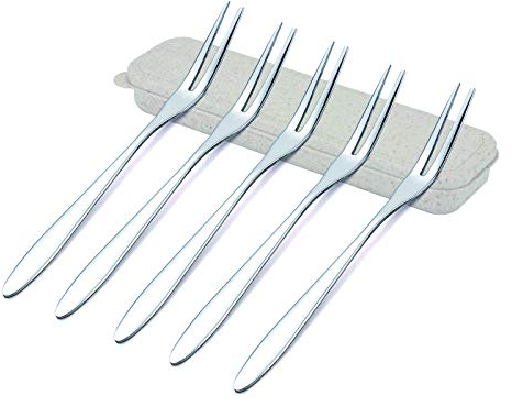 GOBOOMAN Fruit Forks Salad 12pcs 304 Stainless Steel Tasting Appetizer Fork Cocktail Forks 12.5cm with Recyclable Box