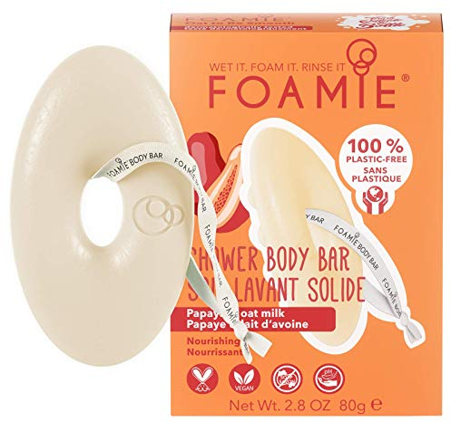 Foamie Bagnoschiuma solido – Con papaia & latte d’avena – Idratazione intensiva & pelle setosa – Cura delicata per tutti i tipi di pelle – 100% vegano & senza plastica, 80 g