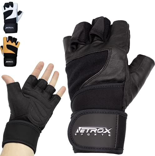 NetroxSports - Trainingshandschuhe mit Handgelenkbandage für Krafttraining Kraftsport - Fitness Handschuhe Gym mit Handgelenkschutz Herren & Damen - Sporthandschuhe Fitnesshandschuhe Sport Training