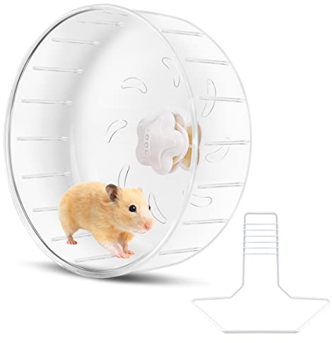 6.7inch Hamster Exercise Wheel, FHDUSRYO Transparent Hamster Running Wheel with Metal Stand, Silent Spinner Hamster Wheel, Pet Running Toy Cage Accessory for Small Animals, Mice Rat, Hedgehog