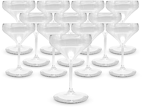 DOJA Barcelona | Kunststoff-Coupette Gläser | 40cl | Transparent | 12er Pack | Wiederverwendbare Hartplastik Coupé Gläser | transparentPolycarbonat Trinkgläser | Mehrweg Champagner Gläser