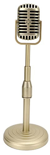 Modelo de Micrófono Vintage con Base Estable, Varilla de Soporte, Juego de Accesorios de Micrófono de Estilo Retro para Fotografía (Oro)