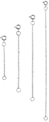 SURALIN Extensor de cadena de collar de 4 piezas, juego de extensor de cadena de eslabones de plata para collar, pulsera, fabricación de joyas DIY