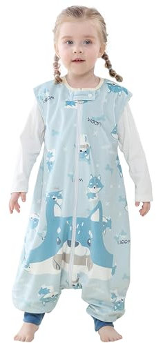 HAHASHOW Baby Schlafsack mit Füßen Ganzjahresschlafsack Mädchen und Junge Schlafstrampler Schlafsack mit Beinen 5-6 Jahre Hund
