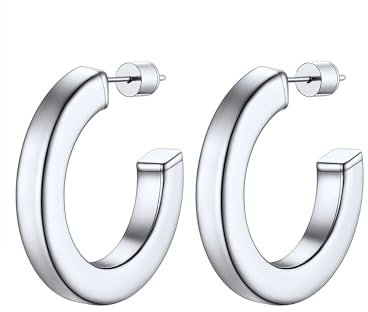 PROSTEEL Halvringar för dam 30 mm/40 mm/60 mm/80 mm öppna fyrkantiga ringar i rostfritt stål/guldpläterad/svart, 30mm, Rostfritt stål