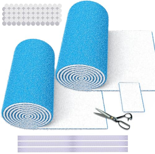2 Rolls Air Vent Filters, 120 x 12 Cut to Size Air Filter (100+ Filters), MERV 8 Triple Vent Filter Kit for Floor Registers, Grilles, Ceiling, Wall HVAC Furnace Vents, With Adhesive Hook Tape