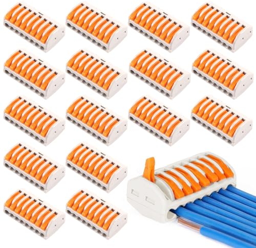 16pcs Kabelverbinder LüSterklemmen 8 HäFen Klemmen Elektro Kabelklemmen Elektro Mit Hebel 250v 32a Verbindungsklemmen Steckbar Listerklemmen-Set 8 Leiter Klemme Elektrische AnschlussblöCke