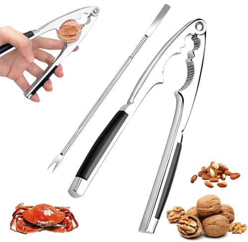 RCYHCY Nussknacker, Edelstahl Walnussknacker, Nussknacker Walnussknacker mit Rutschfestem Griff, Multifunktional Nußknacker mit Walnüsse Nussöffner, Nußknacker für alle Arten von Nüssen